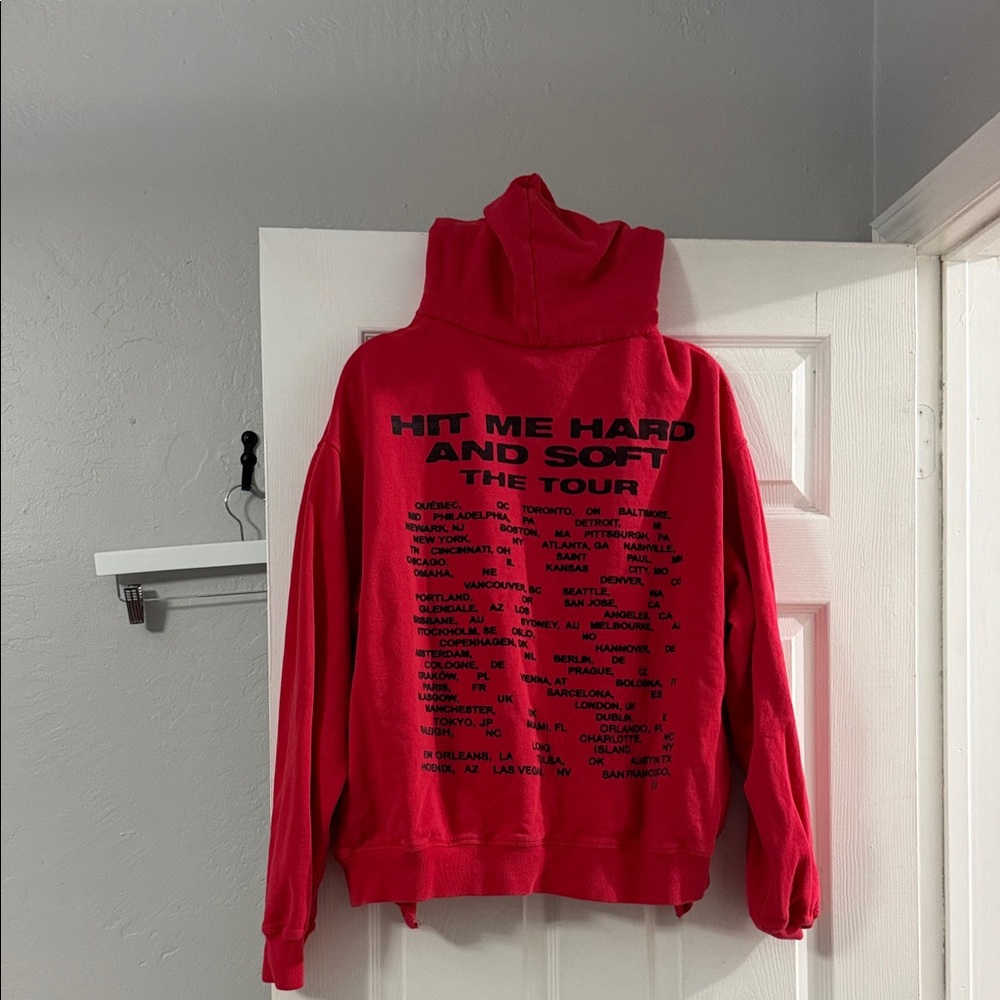 Red Graphic Pullover Hoodie with Black Print - Picture 3 of 3